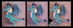 Size: 1566x600 | Tagged: safe, artist:wollyshop, derpibooru import, dragon lord ember, princess ember, dragon, commission, embroidery, horns, irl, photo, plushie, posable, solo