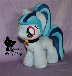 Size: 2000x2122 | Tagged: safe, artist:wolly, artist:wollyshop, derpibooru import, sonata dusk, pony, cute, ebay, ebay link, embroidery, female, filly, irl, jewelry, necklace, photo, plushie, ponified, ponytail, smol, solo