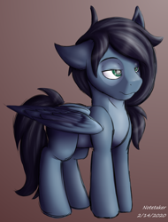 Size: 1018x1342 | Tagged: safe, artist:notetaker, derpibooru import, oc, oc:pensive stroke, pegasus, pony, male, simple background, solo, stallion, standing, wings