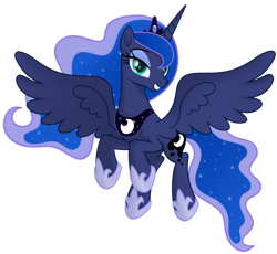 Size: 1280x1180 | Tagged: safe, artist:negatif22, derpibooru import, princess luna, alicorn, pony, .svg available, cute, female, flying, looking at you, lunabetes, mare, simple background, smiling, solo, spread wings, transparent background, vector, wings