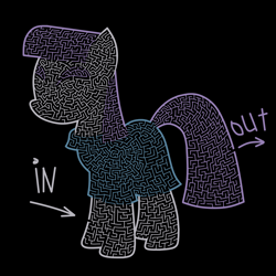 Size: 1200x1200 | Tagged: safe, artist:akellf, derpibooru import, maud pie, arrow, black background, maze, simple background, solo, text