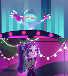 Size: 1280x1440 | Tagged: safe, derpibooru import, edit, edited screencap, screencap, aria blaze, microchips, better together, equestria girls, find the magic, the road less scheduled, the road less scheduled: microchips, ariachips, female, male, mc dex fx, micro chips, musical instrument, neon garden maze, shipping, smiling, straight, theremin