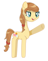 Size: 1488x1904 | Tagged: source needed, safe, artist:x-b-m-y, derpibooru import, oc, oc only, oc:cream heart, earth pony, pony, cute, female, long neck, mare, mother, simple background, solo, waving