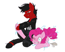 Size: 3100x2480 | Tagged: safe, artist:jadekettu, derpibooru import, pinkie pie, oc, oc:kervin, earth pony, pegasus, pony, angry, becky lynch, broken, caffeine, clothes, coffee, coffee mug, commission, commissioner:kervin, dis-arm-her, electricity, female, finisher, frown, gritted teeth, injured, jacket, lightning, male, mug, one eye closed, pants, pegasus oc, red and black oc, revenge, sequel, shirt, shoes, sports, submission, submission hold, this will end in happiness, this will end in pain, this will end in victory, wings, wrestling, wwe