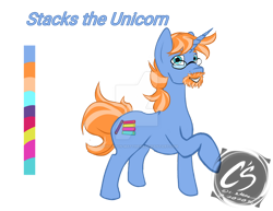 Size: 1024x792 | Tagged: safe, artist:adhiguna, artist:johnathon-matthews, derpibooru import, oc, oc:stacks, pony, unicorn, commission, deviantart watermark, obtrusive watermark, reference sheet, solo, transparent, watermark