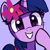 Size: 879x879 | Tagged: safe, artist:cyanlightning, artist:sadtrooper, derpibooru import, twilight sparkle, pony, bust, cute, female, flower, flower in hair, hoof on cheek, looking at you, mare, portrait, purple background, simple background, smiling, solo, twiabetes