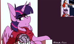 Size: 2244x1324 | Tagged: safe, artist:kirbirb, derpibooru import, twilight sparkle, twilight sparkle (alicorn), unicorn twilight, alicorn, pony, unicorn, akira, female, ponified, redraw, solo, tetsuo shima