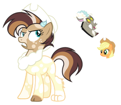 Size: 1024x888 | Tagged: safe, artist:sapphiretwinkle, derpibooru import, applejack, discord, oc, earth pony, hybrid, pony, female, interspecies offspring, offspring, parent:applejack, parent:discord, parents:applecord, simple background, transparent background