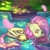 Size: 2048x2048 | Tagged: safe, artist:lycorislilly, derpibooru import, fluttershy, pegasus, pony, cute, eyes closed, female, high res, mare, petals, river, shyabetes, solo, water