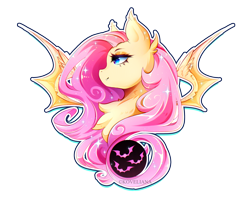 Size: 2500x2000 | Tagged: safe, artist:koveliana, derpibooru import, fluttershy, bat pony, pegasus, bat ponified, bust, chest fluff, flutterbat, high res, portrait, profile, race swap, simple background, solo, species swap, transparent background