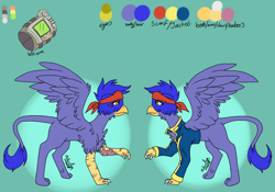 Size: 1000x700 | Tagged: safe, artist:mikomiichu, derpibooru import, oc, oc:crowella, griffon, fallout equestria