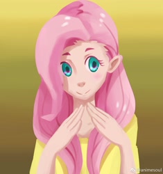 Size: 1600x1700 | Tagged: safe, artist:animesoul, derpibooru import, part of a set, fluttershy, human, female, humanized, solo