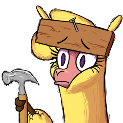 Size: 1080x1080 | Tagged: safe, artist:hitsuji, derpibooru import, paprika paca, alpaca, them's fightin' herds, community related, hammer, meme, my pretty seahorse, patrick star, simple background, solo, spongebob reference, spongebob squarepants, transparent background, wood