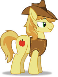 Size: 5049x6668 | Tagged: safe, artist:frownfactory, derpibooru import, braeburn, earth pony, over a barrel, .svg available, clothes, hat, male, simple background, solo, stallion, svg, transparent background, vector, vest