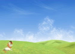 Size: 2368x1722 | Tagged: safe, artist:tetsunoshin, derpibooru import, autumn blaze, kirin, scenery, sky, solo