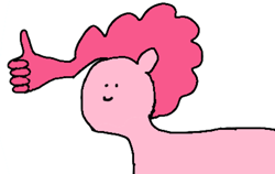 Size: 706x445 | Tagged: safe, artist:2merr, pinkie pie, earth pony, pony, /mlp/, 4chan, female, mare, reaction image, smiling, solo, stylistic suck, thumbs up, white background