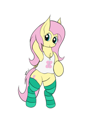 Size: 1966x2737 | Tagged: safe, artist:wapamario63, fluttershy, pegasus, pony, adorasexy, bipedal, chest fluff, clothes, cute, female, mare, shirt, simple background, socks, solo, striped socks, transparent background