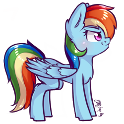 Size: 500x500 | Tagged: safe, artist:dsp2003, part of a set, rainbow dash, pegasus, pony, 2018, 8 angles of pony collaboration, blushing, cute, female, mare, simple background, transparent background