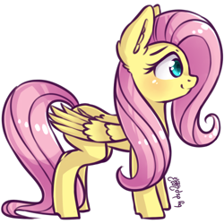 Size: 500x500 | Tagged: safe, artist:dsp2003, part of a set, fluttershy, pegasus, pony, 2018, 8 angles of pony collaboration, blushing, female, mare, profile, side view, simple background, smiling, transparent background