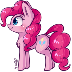 Size: 500x500 | Tagged: safe, artist:dsp2003, part of a set, pinkie pie, earth pony, pony, 2018, 8 angles of pony collaboration, blushing, cute, female, mare, signature, simple background, transparent background