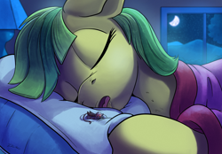 Size: 5000x3473 | Tagged: safe, artist:tsitra360, derpibooru import, oc, oc only, oc:lemon drop, oc:thumbtack, griffon, pony, breathing, cute, micro, night, pillow, sleeping, sleepy, warmest place in the house