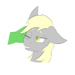 Size: 1800x1800 | Tagged: safe, artist:sufficient, derpibooru import, derpy hooves, oc, oc:anon, human, pegasus, pony, colored, ear scratch, eyebrows, flat colors, hand, petting, simple background, white background