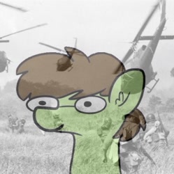 Size: 342x343 | Tagged: safe, artist:tjpones, derpibooru import, edit, oc, oc:tjpones, helicopter, ptsd, soldiers, thousand yard stare, vietnam flashback, vietnam war