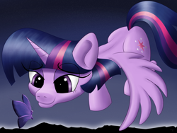 Size: 4000x3000 | Tagged: safe, artist:flusanix, derpibooru import, twilight sparkle, twilight sparkle (alicorn), alicorn, butterfly, pony, female, looking at something, mare, solo