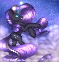 Size: 1146x1200 | Tagged: safe, artist:darklight1315, derpibooru import, idw, nightmare rarity, pony, unicorn, glowing horn, horn, solo, stars