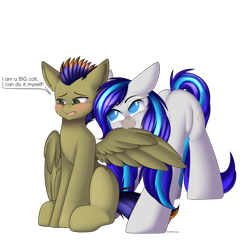 Size: 3000x3000 | Tagged: safe, artist:xcinnamon-twistx, derpibooru import, oc, oc only, oc:hooklined, oc:seafire, earth pony, pegasus, blushing, commission, cute, grooming, preening, simple background, transparent background