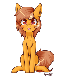 Size: 1408x1800 | Tagged: safe, artist:dsp2003, oc, oc:meadow stargazer, earth pony, pony, 2019, 2019 community collab, :p, blushing, chest fluff, cute, derpibooru community collaboration, ear fluff, female, looking at you, mare, ocbetes, signature, silly, simple background, sitting, solo, tongue out, transparent background