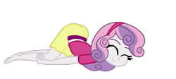 Size: 2484x1112 | Tagged: safe, artist:gmaplay, derpibooru import, sweetie belle, equestria girls, ass, butt, face down ass up, female, mimir, simple background, solo, sweetie butt, transparent background