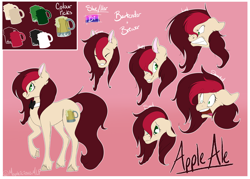 Size: 7000x5000 | Tagged: safe, artist:mapleicious, derpibooru import, oc, oc:appleale, earth pony, cutie mark, earth pony oc, expressions, female, mare, reference sheet, two toned mane