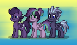 Size: 372x217 | Tagged: safe, derpibooru import, edit, oc, oc only, oc:mistral remedy, oc:troubled skies, oc:violet maelstrom, pegasus, pony, family, paint.net, parent, picture for breezies, pony town, wonderbolts