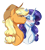 Size: 2263x2500 | Tagged: safe, artist:jack-pie, derpibooru import, applejack, rarity, earth pony, pony, unicorn, applejack's hat, blushing, cowboy hat, eyes closed, female, freckles, hat, kiss on the cheek, kissing, lesbian, lipstick, mare, rarijack, red lipstick, redraw, shipping, simple background, transparent background