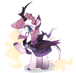 Size: 1024x988 | Tagged: safe, artist:lazuli, artist:manella-art, derpibooru import, oc, oc only, oc:craner moon, alicorn, bat pony, bat pony alicorn, pony, bat wings, cloak, clothes, crooked horn, female, horn, mare, simple background, solo, transparent background, wings