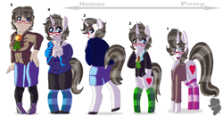 Size: 3396x1766 | Tagged: safe, artist:pokemonfan111, derpibooru import, oc, oc only, anthro, human, pony, unicorn, clothes, cute, human to pony, humanized, old picture, simple background, socks, striped socks, white background