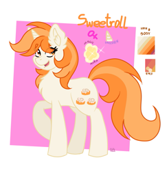 Size: 1033x1064 | Tagged: safe, artist:nightydream, derpibooru import, oc, oc:sweetroll, pony, unicorn, female, mare, reference sheet, solo