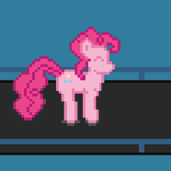 Size: 512x512 | Tagged: safe, artist:silent pone, derpibooru exclusive, derpibooru import, pinkie pie, earth pony, pony, animated, eyes closed, female, gif, happy, mare, pixel art, pronking, solo, trampoline