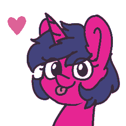Size: 512x512 | Tagged: safe, artist:dsp2003, oc, oc:fizzy pop, pony, unicorn, 2019, :p, animated, female, gif, heart, mare, pixel art, simple animation, simple background, tongue out, white background
