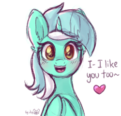 Size: 1126x1075 | Tagged: safe, artist:dsp2003, lyra heartstrings, pony, unicorn, 2019, blushing, comic, cute, daaaaaaaaaaaw, ear fluff, female, heart, hnnng, looking at you, lyrabetes, mare, open mouth, simple background, single panel, sketch, sweet dreams fuel, underhoof, white background