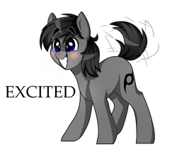 Size: 1280x1098 | Tagged: safe, artist:madkadd, derpibooru import, oc, oc only, earth pony, pony, blushing, earth pony oc, excited, grin, male, simple background, smiling, solo, stallion, starry eyes, tail wag, transparent background, wingding eyes