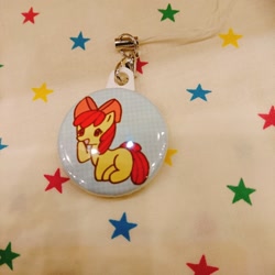 Size: 2048x2048 | Tagged: safe, artist:rai_ra, derpibooru import, apple bloom, irl, keychain, photo, smiling, solo