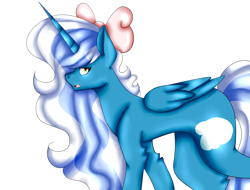 Size: 4870x3700 | Tagged: safe, artist:uczuciatm, derpibooru import, oc, oc:fleurbelle, alicorn, alicorn oc, bow, female, golden eyes, hair bow, horn, mare, wings