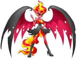 Size: 5000x3888 | Tagged: safe, artist:sweettots, derpibooru import, sunset satan, sunset shimmer, equestria girls, absurd resolution, alternate design, sharp teeth, simple background, solo, teeth, transparent background, wings