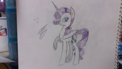 Size: 2064x1161 | Tagged: safe, artist:kimzzong19, derpibooru import, rarity, pony, unicorn, 2010s, 2016, colored pencil drawing, girly, solo, traditional art