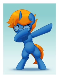 Size: 800x1056 | Tagged: safe, artist:jhayarr23, derpibooru import, oc, oc:jack chestnut, pony, unicorn, bipedal, dab, glasses, male, solo, stallion, yeet