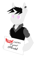 Size: 1080x1920 | Tagged: safe, artist:tiviyl scratch, derpibooru import, oc, oc only, oc:tiviyl scratch, pony, unicorn, annoyed, grammar error, piercing, sign, simple background, solo, text, transparent background