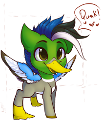 Size: 1600x1900 | Tagged: safe, artist:falafeljake, derpibooru import, oc, oc only, hybrid, original species, pony, beak, simple background, solo, white background