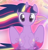 Size: 516x533 | Tagged: safe, derpibooru import, screencap, twilight sparkle, twilight sparkle (alicorn), alicorn, twilight's kingdom, cropped, floating, glow, looking at you, rainbow power, rainbow power-ified, smiling, solo, wings